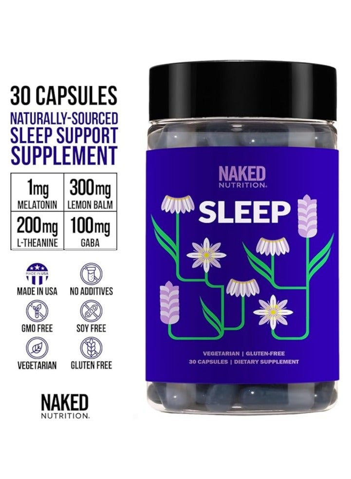 NAKED nutrition GABA L Theanine Natural Sleep Aid Supplement - Gluten-Free And Vegetarian, 30 Capsules - Image 3