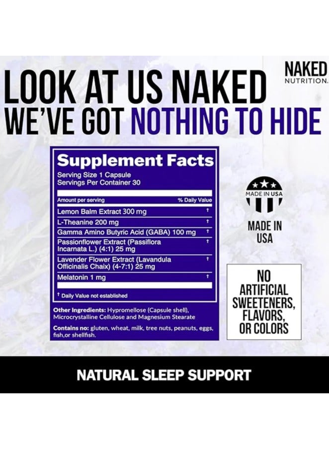 NAKED nutrition GABA L Theanine Natural Sleep Aid Supplement - Gluten-Free And Vegetarian, 30 Capsules - Image 4