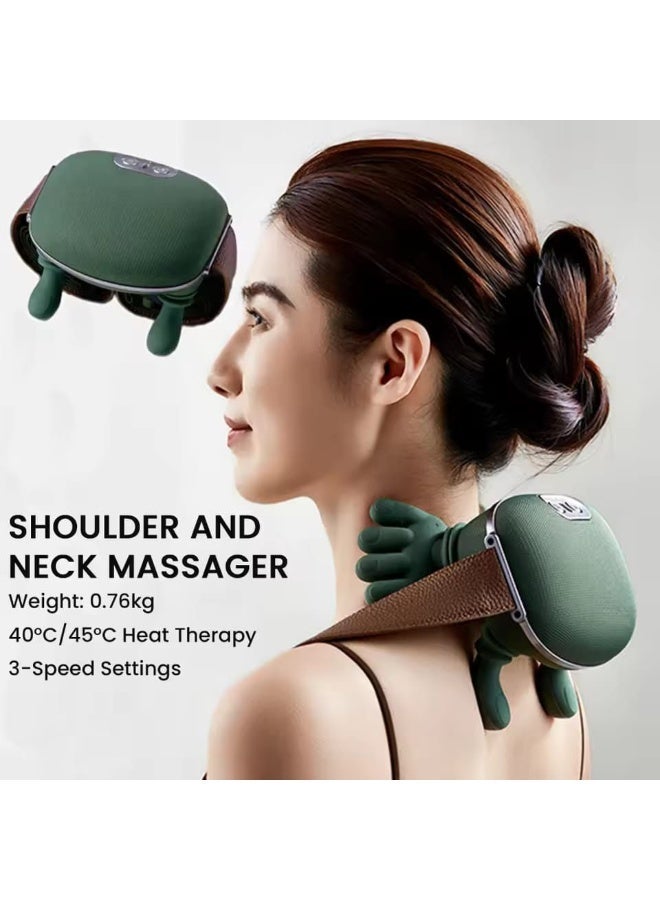 زيسكوير جهاز تدليك كهربائي للرقبة والكتفين مع محاكاة يدوية للعجن - جهاز تدليك عميق للأنسجة في الظهر مع حرارة وأشرطة قابلة للتعديل وتسكين آلام الرقبة والكتفين وأعلى الظهر - Image 3