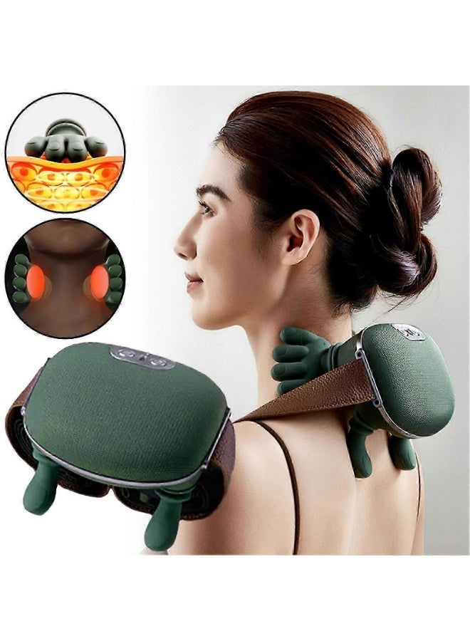 زيسكوير جهاز تدليك كهربائي للرقبة والكتفين مع محاكاة يدوية للعجن - جهاز تدليك عميق للأنسجة في الظهر مع حرارة وأشرطة قابلة للتعديل وتسكين آلام الرقبة والكتفين وأعلى الظهر - Image 1