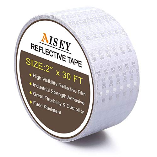 AISEY 2" X 30ft Reflective Tape White Outdoor High Vis Conspicuity Safety Tape, Reflector Tape Trailer Waterproof - Image 1