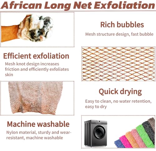 SPMKTBOZAI African Net Sponge Authentic, African Exfoliating Sponge Real African Net Black Owned, African Bath Sponge Back Scrubber, Body Exfoliator Shower Bath Accessories (Brown) - Image 5