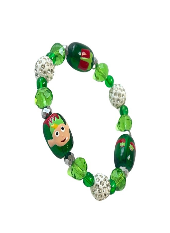 fiona Christmas Glass Beaded Bracelet, Holiday Birthday Jewelry Gifts For Women, 1 pc (Elf Fairy) - Image 1