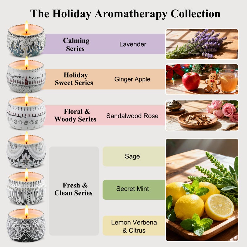 NVGCX Scented Candles Gift Set, Natural Soy Wax, Stress Relief Gifts for Women, 6 Pack 5.65Oz Aromatherapy Candle, 150H Lasting Burn, Ideal Gifts for Birthday, Mother's Day, Thanksgiving, Christmas - Image 2