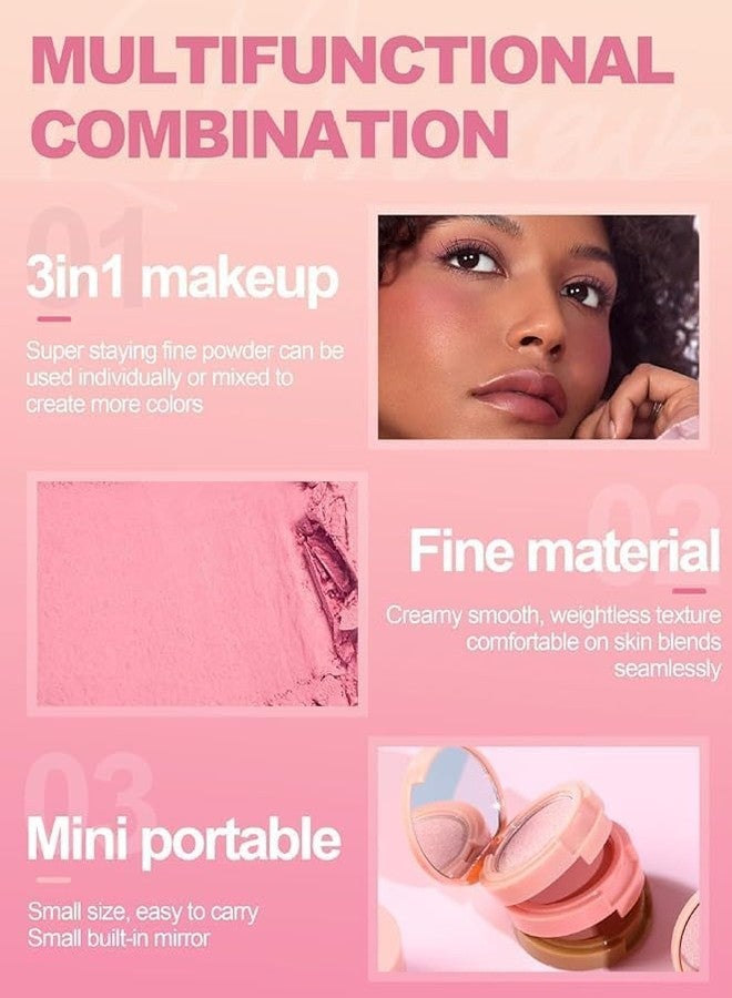 Airi Creations 3 in 1 Face Makeup Compact – Glitter Highlighter, Matte Blush & Smooth Pressed Powder, Long Lasting Pigmented Finish, Lightweight Travel Friendly Beauty Combo for Women - Image 5