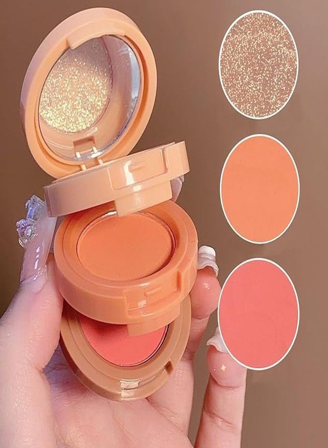 Airi Creations 3 in 1 Face Makeup Compact – Glitter Highlighter, Matte Blush & Smooth Pressed Powder, Long Lasting Pigmented Finish, Lightweight Travel Friendly Beauty Combo for Women - Image 1