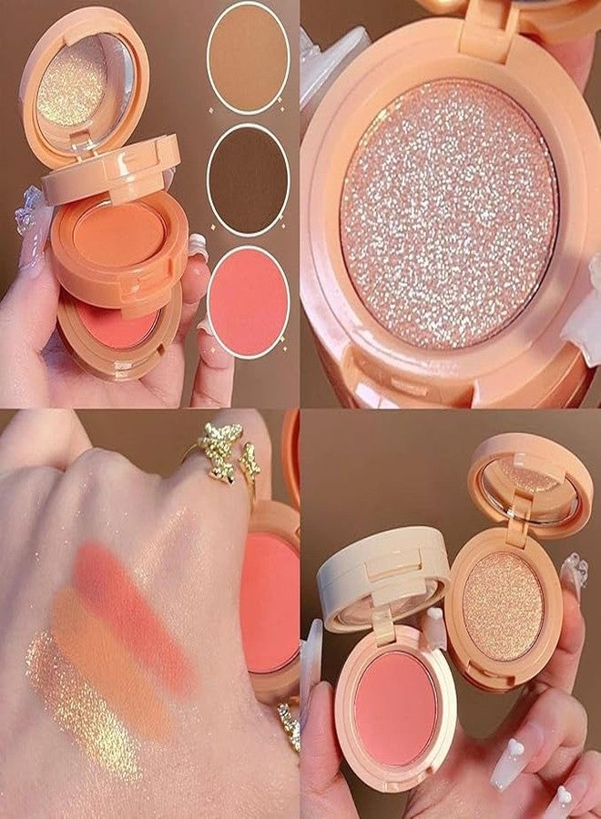 Airi Creations 3 in 1 Face Makeup Compact – Glitter Highlighter, Matte Blush & Smooth Pressed Powder, Long Lasting Pigmented Finish, Lightweight Travel Friendly Beauty Combo for Women - Image 2