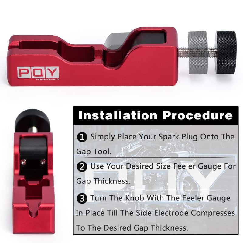 pqy أداة ضبط فجوة شمعات الإشعال العالمية PQY لمعظم شمعات الإشعال 10mm 12mm 14mm 16mm باللون الأحمر - Image 3