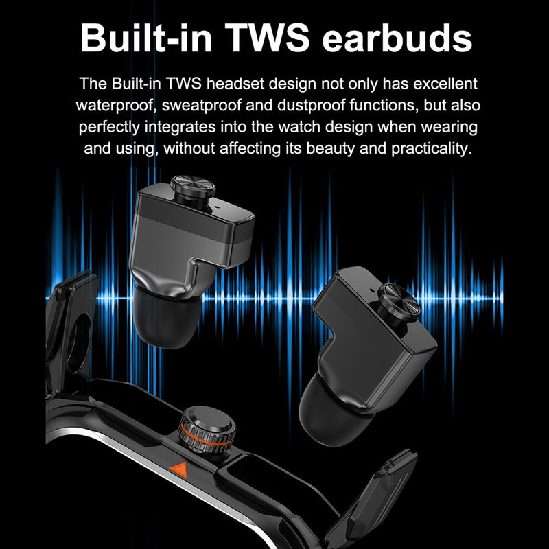 Smartwatch with Earbuds 2.01-inch IPS High-Clear Screen Sports Health Sleep Monitoring Watch NFC Function Waterproof BT5.0 TWS Earbuds Long Endurance Multi-sport Modes BT Call for Men Women - Image 2