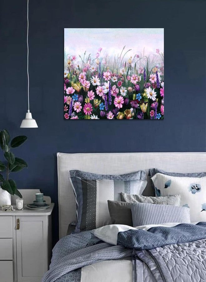 iHAPPYWALL Contemporary Flowers Canvas Wall Art Colorful Daisy Wildflowers Floral Picture Painting Artwork for Living Room Bedroom Bathroom Home Decor Stretched and Framed Ready to Hang 24x36inch - Image 5