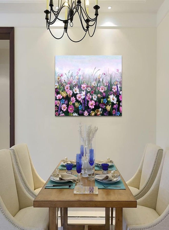 iHAPPYWALL Contemporary Flowers Canvas Wall Art Colorful Daisy Wildflowers Floral Picture Painting Artwork for Living Room Bedroom Bathroom Home Decor Stretched and Framed Ready to Hang 24x36inch - Image 3