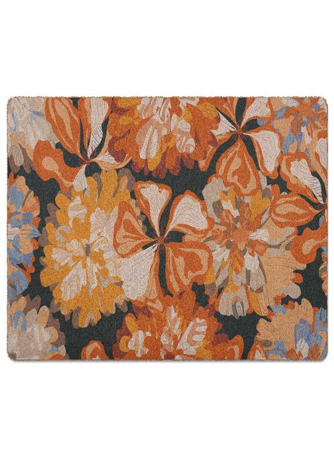 XLDLIOO Boho Floral Door Mat, Abstract Fantasy Orange Flower Welcome Front Door Mat Indoor Outdoor Entrance, Floral Artificial Coir Doormats Rugs for Porch Patio Entryway Home Decor 30x17in - Image 1