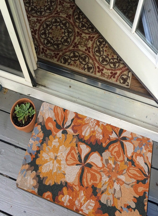 XLDLIOO Boho Floral Door Mat, Abstract Fantasy Orange Flower Welcome Front Door Mat Indoor Outdoor Entrance, Floral Artificial Coir Doormats Rugs for Porch Patio Entryway Home Decor 30x17in - Image 5
