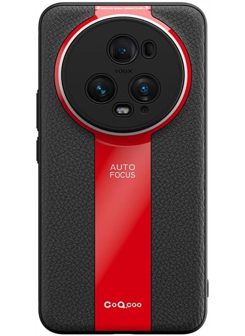 AutoFocus - حافظة سيليكون فاخرة من Litchi Veins لهاتف Honor Magic 5 Pro 5G غطاء TPU رفيع للغاية لهاتف Magic 5 Pro (أحمر) - Image 1