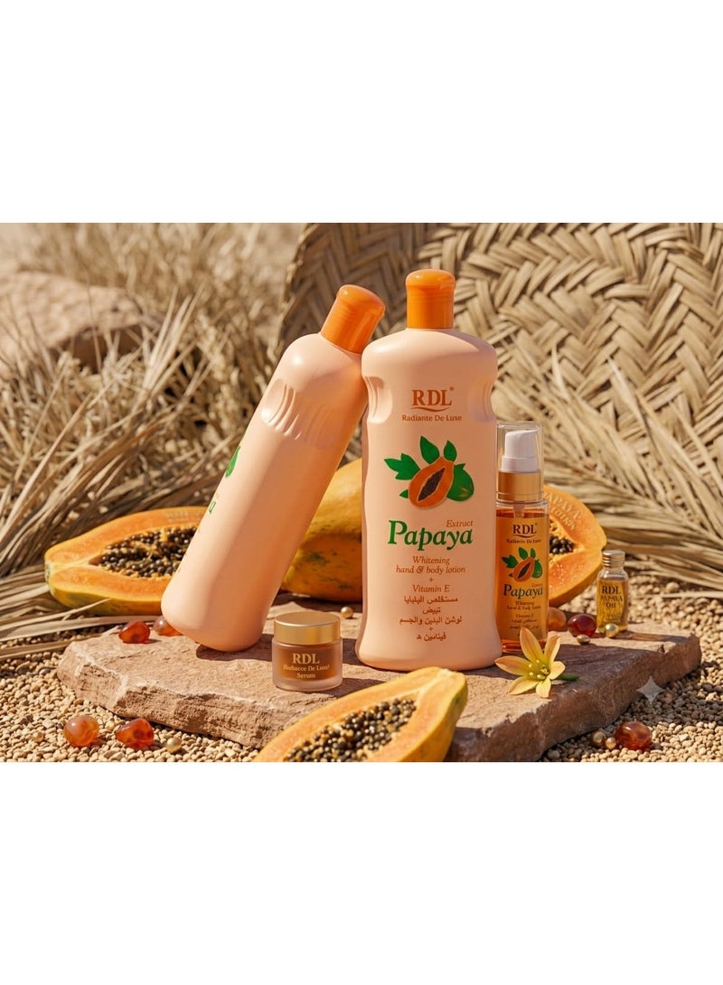 RDL Radiante De Luxe Papaya Extract Whitening Hand & Body Lotion + Vitamin E 600 Ml (Packaging May Vary) - Image 3
