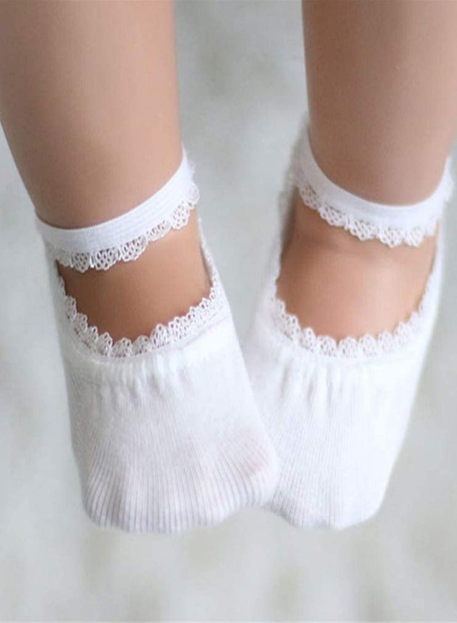 RARELY 2 Pairs Of Cotton Non Slip Striped Socks Infant Baby Girls Socks White  - Image 3