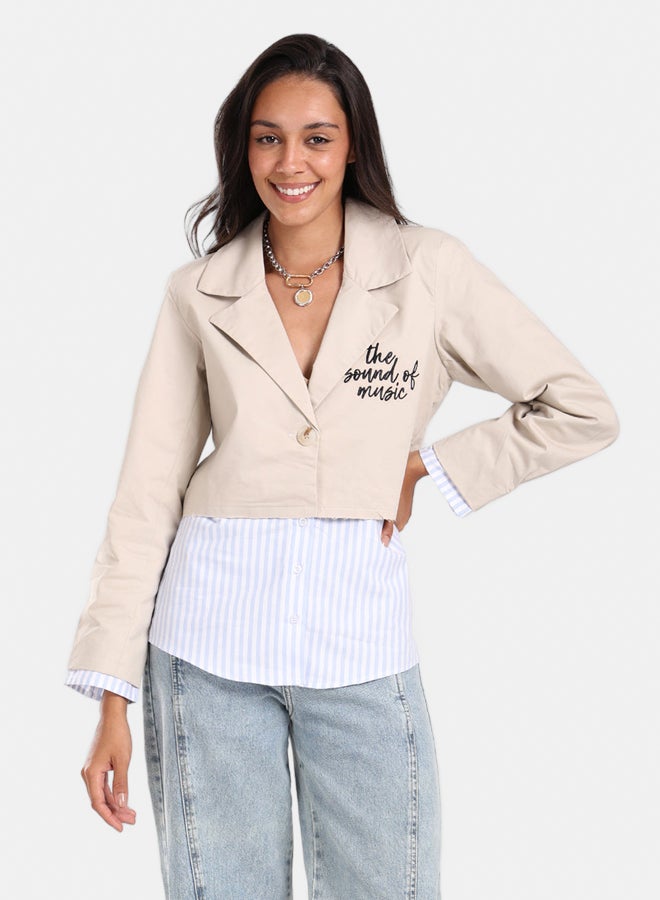 Carina Jacket with Exposed Striped Cuffs  - Image 1