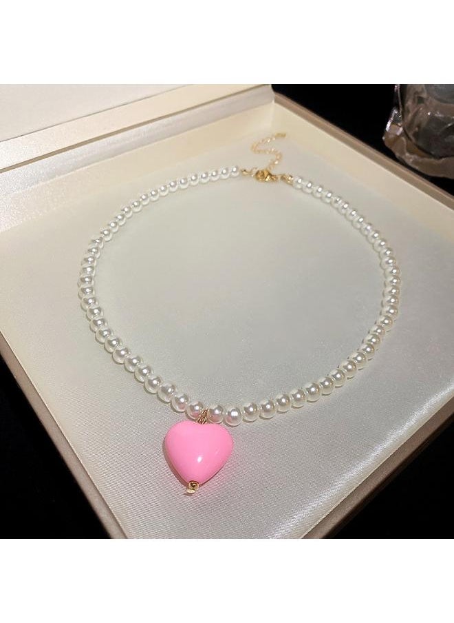 Generic - Korean Retro Pearl Diamond Tassel Neck Chain Cyber Celebrity Elegant Design Sense Flower Bow Clavicle Chain Necklace For Women - Image 1