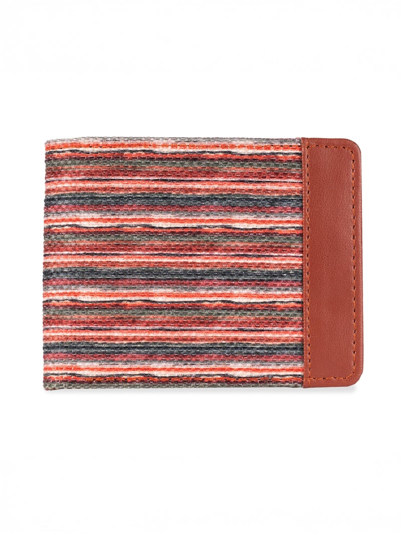 ZOUK Classic Sleek Men’s Wallet – Vegan Leather & Handcrafted Fabric | Slim, Stylish, Compact Bifold Wallet with Coin Pouch & Card Slots, Goan Waves - Image 1