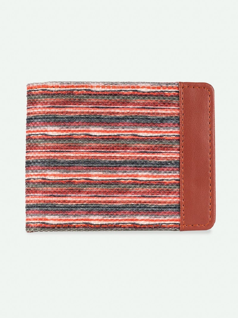 ZOUK Classic Sleek Men’s Wallet – Vegan Leather & Handcrafted Fabric | Slim, Stylish, Compact Bifold Wallet with Coin Pouch & Card Slots, Goan Waves - Image 4
