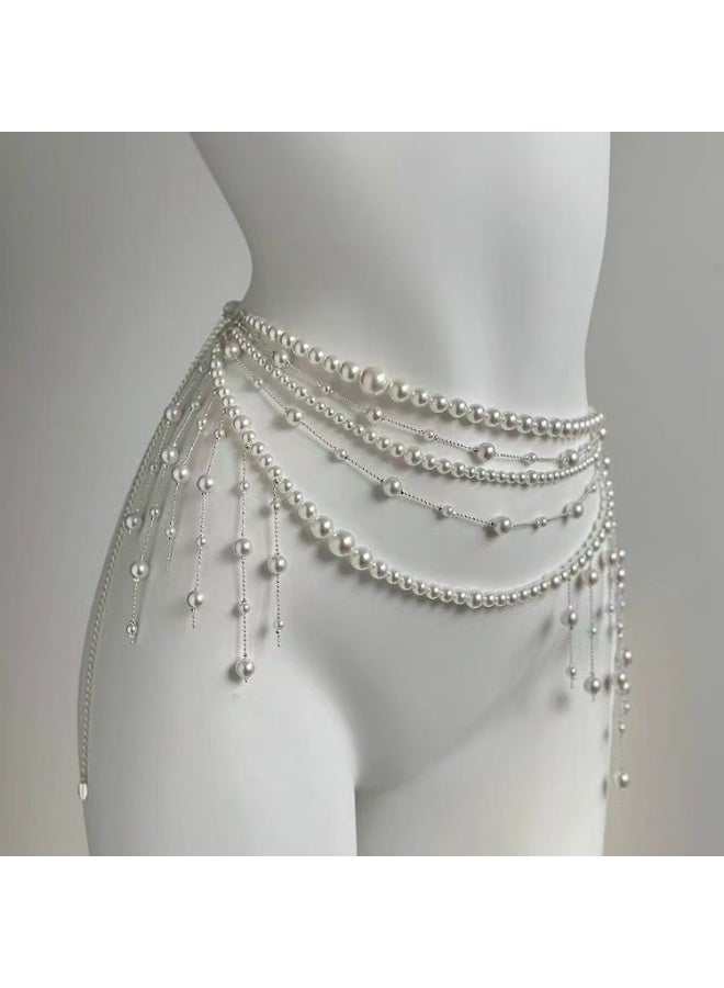 نيمي سلسلة خصر لؤلؤية - سلسلة خصر متعددة الطبقات بتصميم الأميرة الفراشة - Image 1