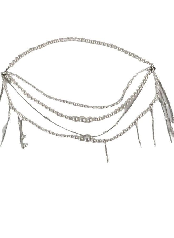 نيمي سلسلة خصر لؤلؤية - سلسلة خصر متعددة الطبقات بتصميم الأميرة الفراشة - Image 2