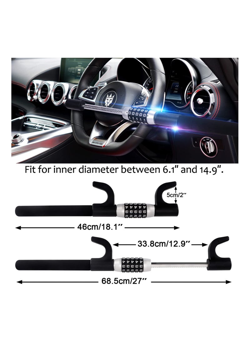 SYOSI - Password Code Steering Lock, Combination Steering Wheel Lock Car Steering Wheel Locks Keyless Self Defense Lock Anti-Theft Steering Lock Vehicle Universal Steering Wheel Lock for Cars Truck Van SUV - Image 1