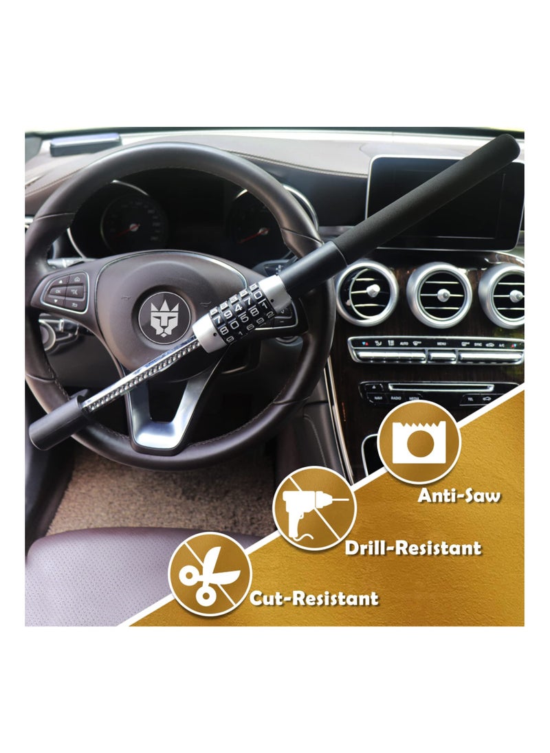 SYOSI - Password Code Steering Lock, Combination Steering Wheel Lock Car Steering Wheel Locks Keyless Self Defense Lock Anti-Theft Steering Lock Vehicle Universal Steering Wheel Lock for Cars Truck Van SUV - Image 1