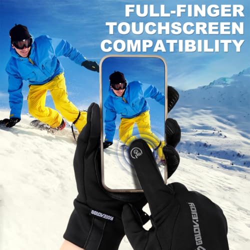 GUSTAVE® Winter Riding Gloves for Men, Thermal Plush Lined Windproof Sport Gloves with Touchscreen Function and Anti-Loss Clip for Cycling Driving and Outdoor Use, XL - Image 4