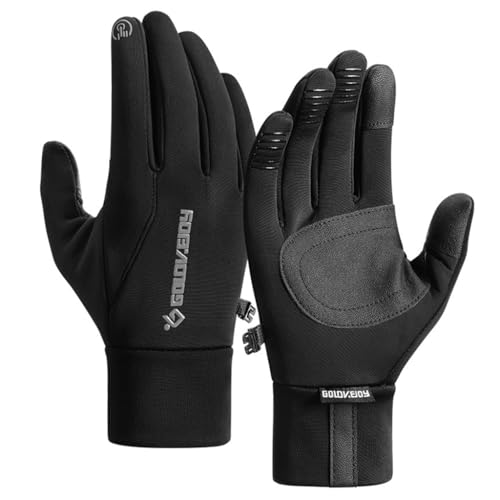 GUSTAVE® Winter Riding Gloves for Men, Thermal Plush Lined Windproof Sport Gloves with Touchscreen Function and Anti-Loss Clip for Cycling Driving and Outdoor Use, XL - Image 1