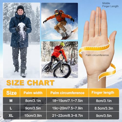 GUSTAVE® Winter Riding Gloves for Men, Thermal Plush Lined Windproof Sport Gloves with Touchscreen Function and Anti-Loss Clip for Cycling Driving and Outdoor Use, XL - Image 3