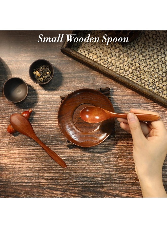 NUOMI 2 Sets Wooden Bowls for Food, Small Wood Bowls with Wood Spoons for Dessert Snacks Soup Tableware Set - Image 4