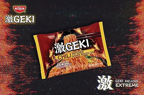 Nissin Geki Chili Infused Asian Noodles, Fiery Hot Chicken Flavor, 3.17 Ounce (Pack of 12) - Image 3
