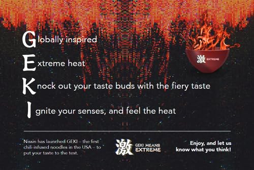 Nissin Geki Chili Infused Asian Noodles, Fiery Hot Chicken Flavor, 3.17 Ounce (Pack of 12) - Image 4