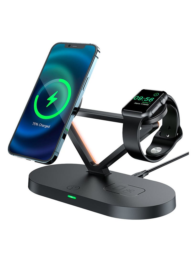 ACEFAST - ACEFAST Wireless Charger Desktop Holder E9 3-in-1 with Magsafe for iPhone 15/14/13/12 Series + Apple Watch + AirPods, with Total Output up to 45W - Image 1