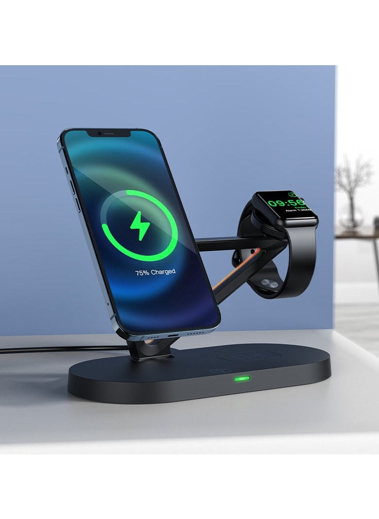ACEFAST - ACEFAST Wireless Charger Desktop Holder E9 3-in-1 with Magsafe for iPhone 15/14/13/12 Series + Apple Watch + AirPods, with Total Output up to 45W - Image 1