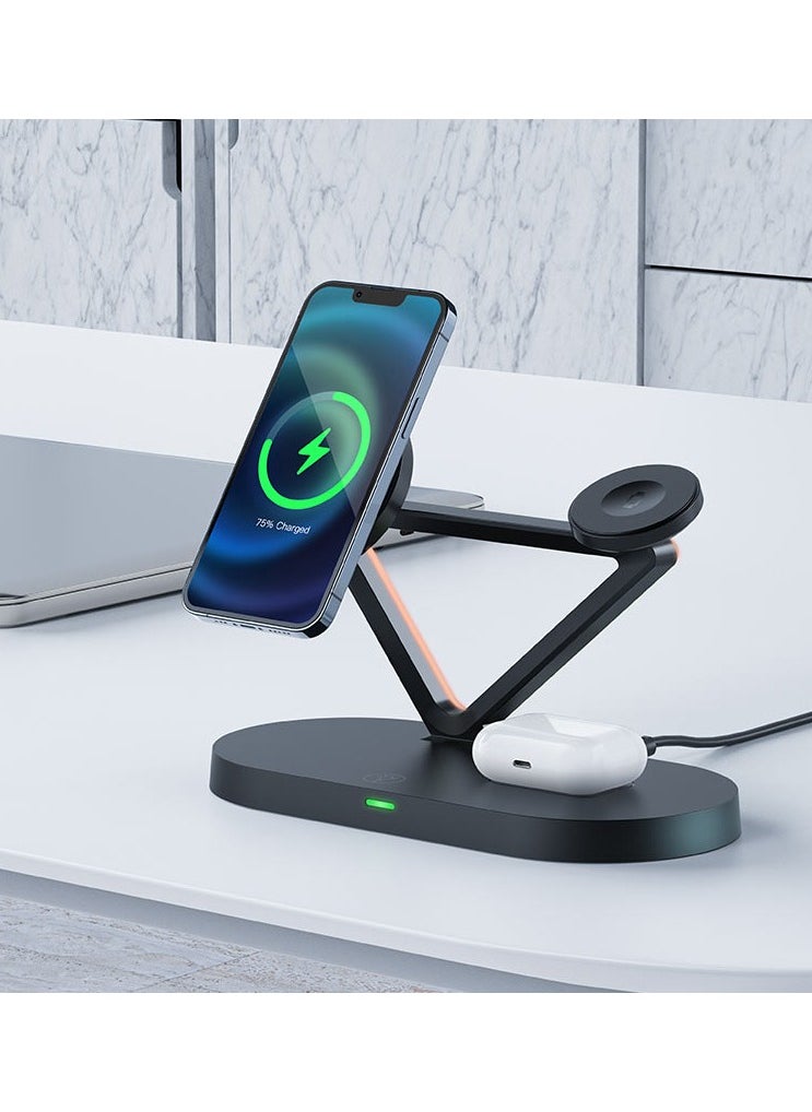 ACEFAST - ACEFAST Wireless Charger Desktop Holder E9 3-in-1 with Magsafe for iPhone 15/14/13/12 Series + Apple Watch + AirPods, with Total Output up to 45W - Image 1