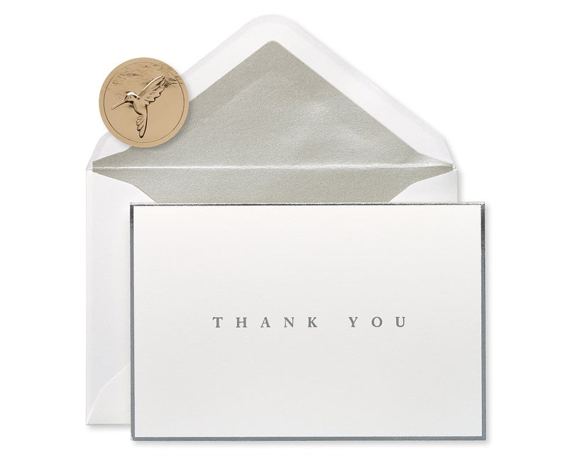 Papyrus Thank You Cards with Envelopes, Silver Border (16-Count) - Image 1