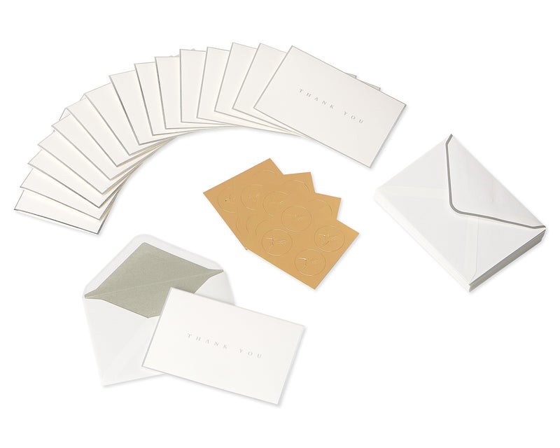 Papyrus Thank You Cards with Envelopes, Silver Border (16-Count) - Image 2