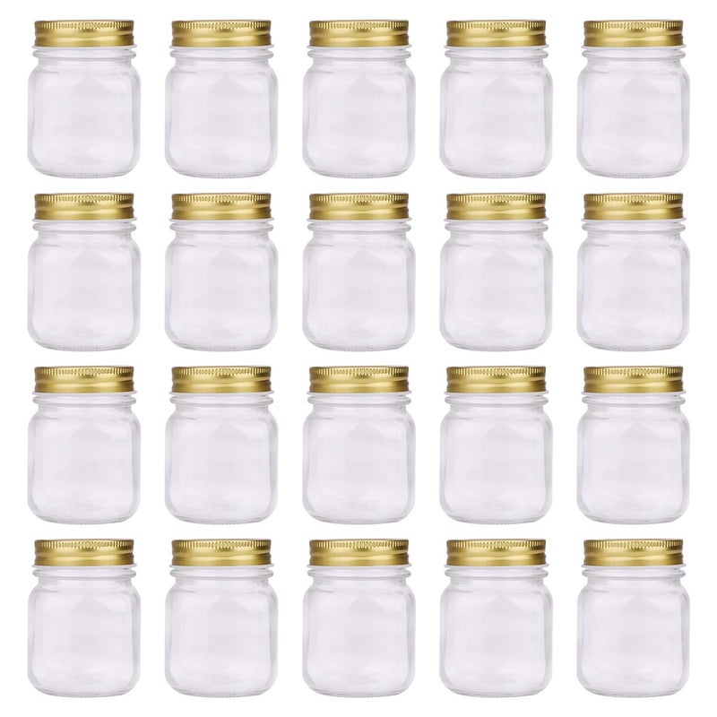 Regular Mouth Mason JarsEncheng 5oz Clear Glass Jars with LidsGoldSmall Spice Jars for HerbJellyJamsWedding FavorsShower FavorsBaby FoodsMini Canning Jars Kitchen Storage Jars 20Pack