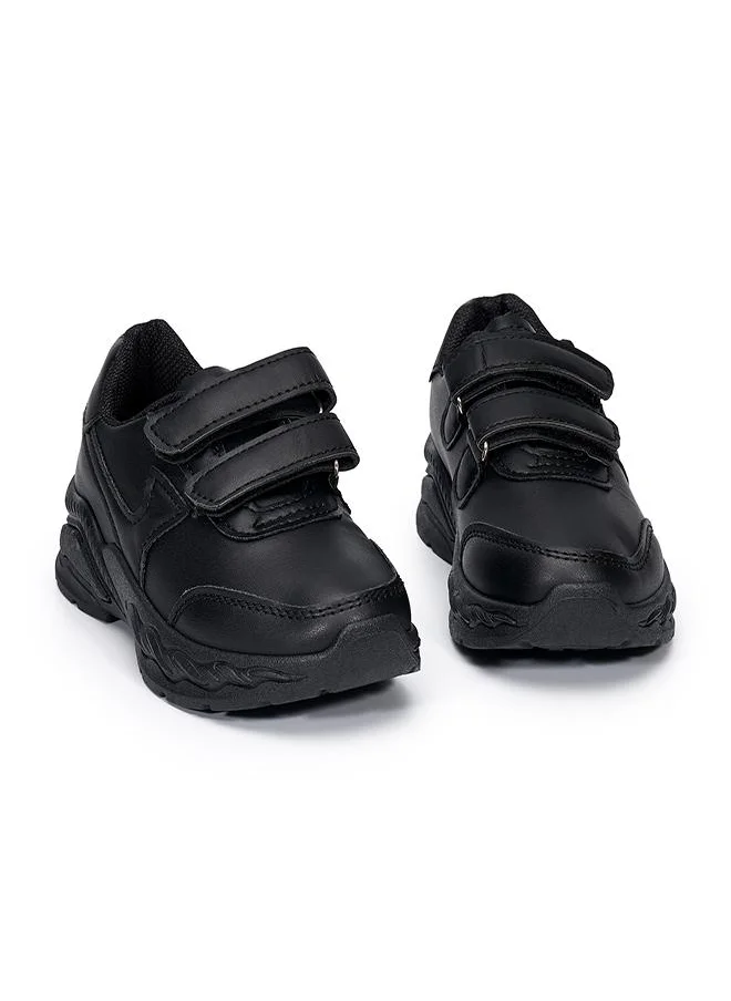 babyqlo Black Dual Velcro School Sneakers for Kids