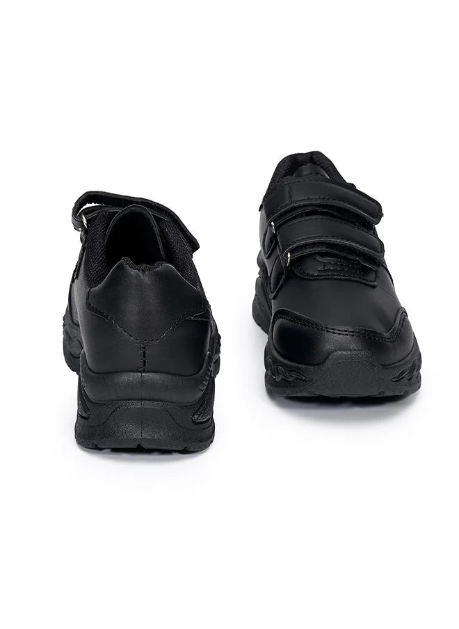 babyqlo Black Dual Velcro School Sneakers for Kids