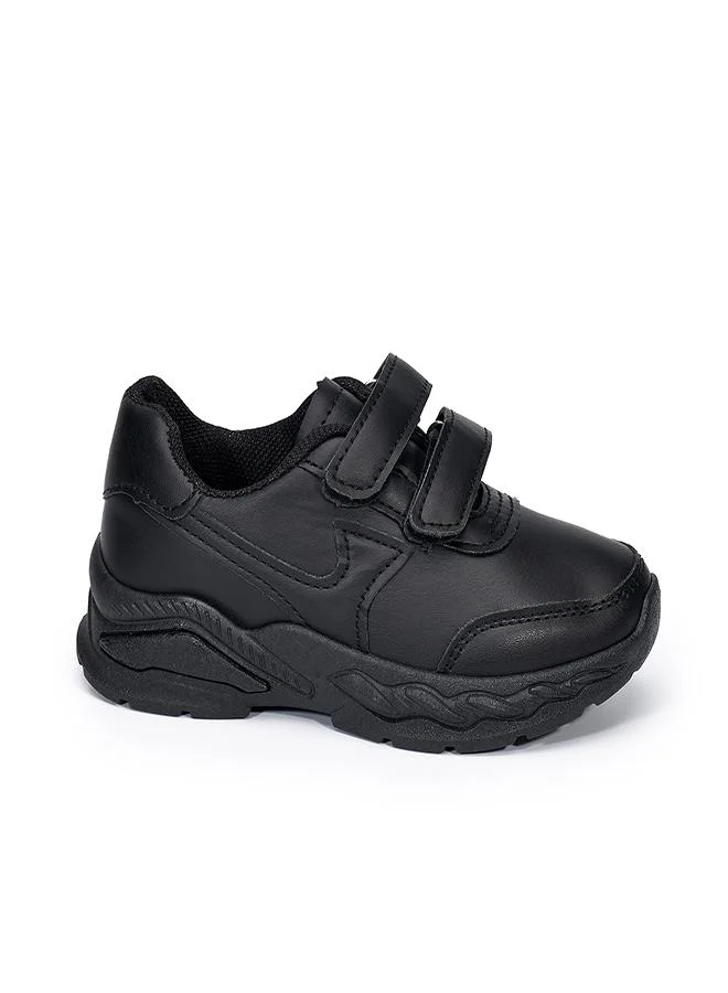babyqlo Black Dual Velcro School Sneakers for Kids