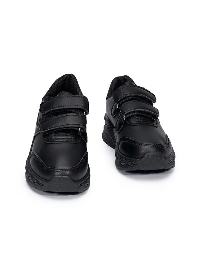 babyqlo Black Dual Velcro School Sneakers for Kids