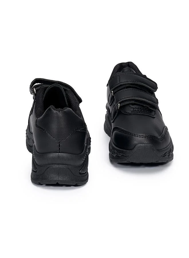 babyqlo Black Dual Velcro School Sneakers for Kids