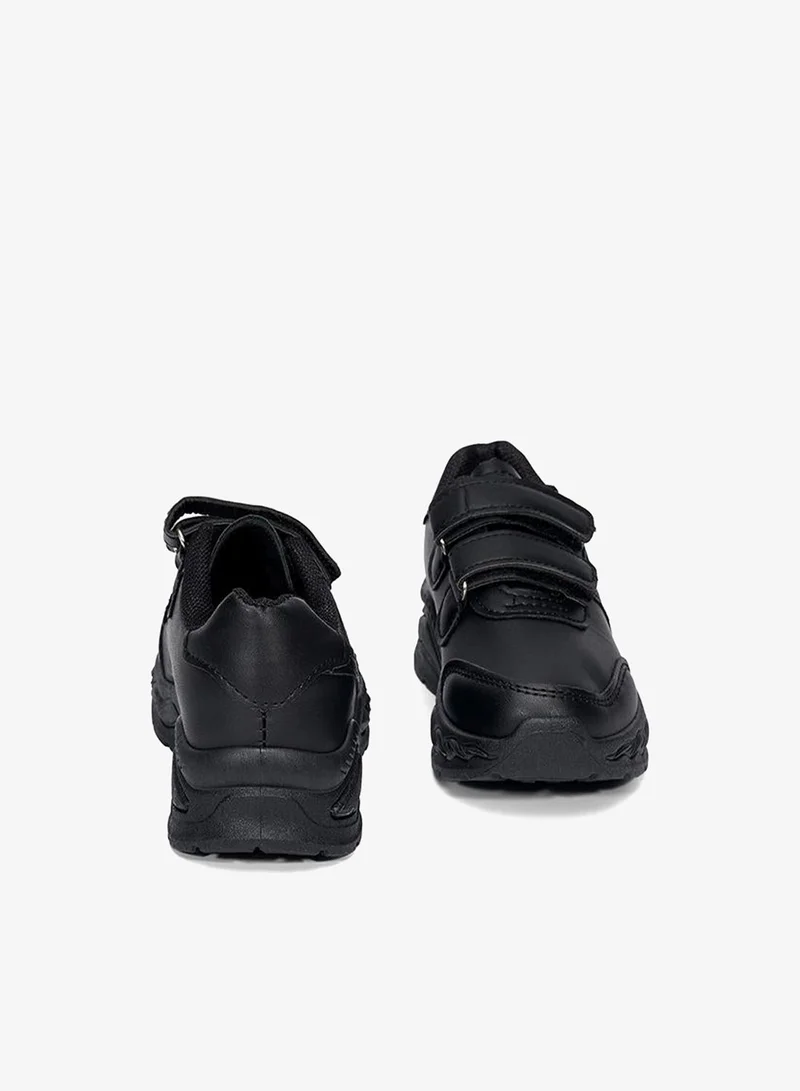 babyqlo Black Dual Velcro School Sneakers for Kids