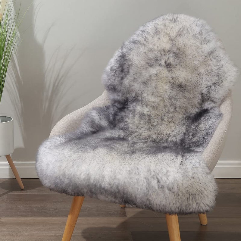 LLB Genuine Sheepskin Area Rug Wool Rug Fur Carpet Fluffy Shaggy Fur Rug for Living Room Kids Bedroom Real Sheepskin Throw Lambskin Rugs Sofa Mat Chair Seat Covers Snow Grey 2 x 3 ft Sheepskin