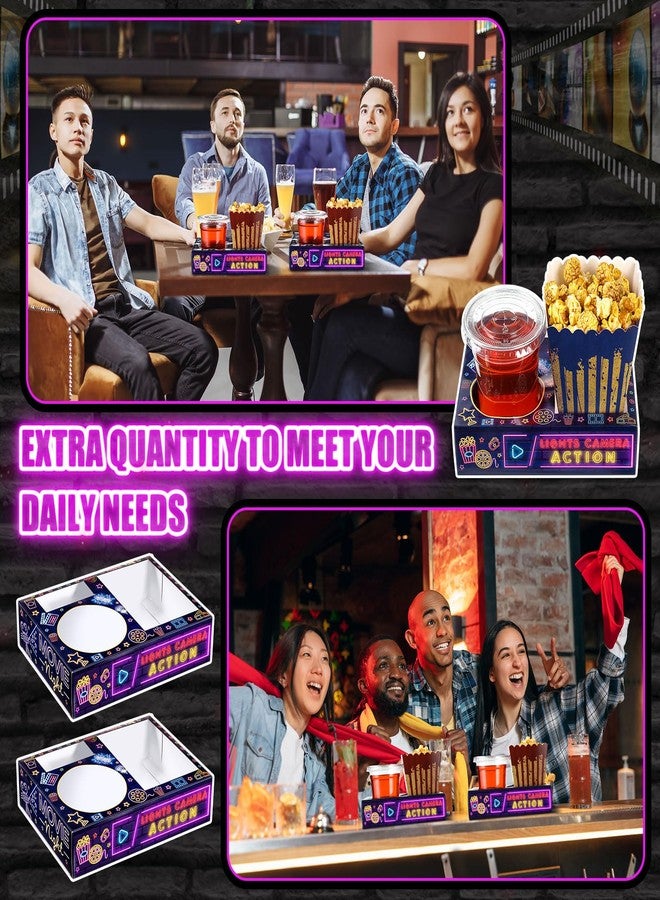 Faccito 36 Pcs Movie Night Snack Trays Theater Snack Boxes Disposable Cinema Paper Holder Movie Night Neon Glow Party Supplies for Popcorn Food Candy Drink Party Favors(Black Purple,Classic Style) - Image 3