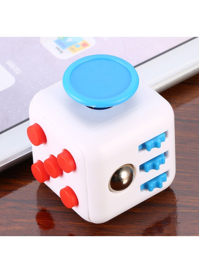 Creative Decompression Rubik's Cube Dice Venting Boredom Decompression Sieve Fingers Relax Focus Rubik's Cube Toy-Color:Red White Blue