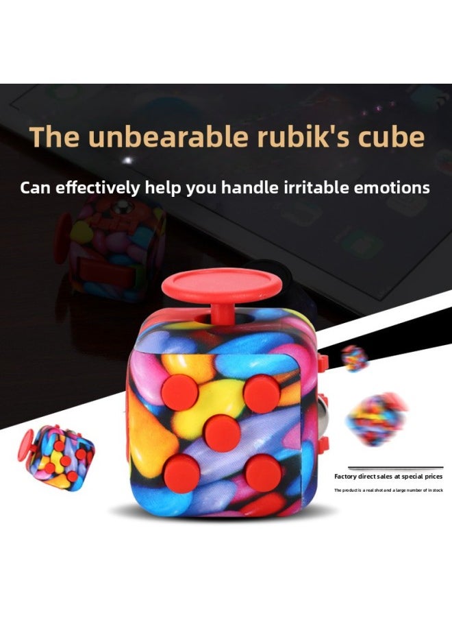 Creative Decompression Rubik's Cube Dice Venting Boredom Decompression Sieve Fingers Relax Focus Rubik's Cube Toy-Color:Red White Blue